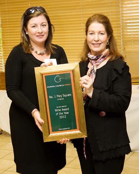 Wine Award of the Year 2012 - No. 1 Pery Square Hotel & Spa - Limerick Ireland